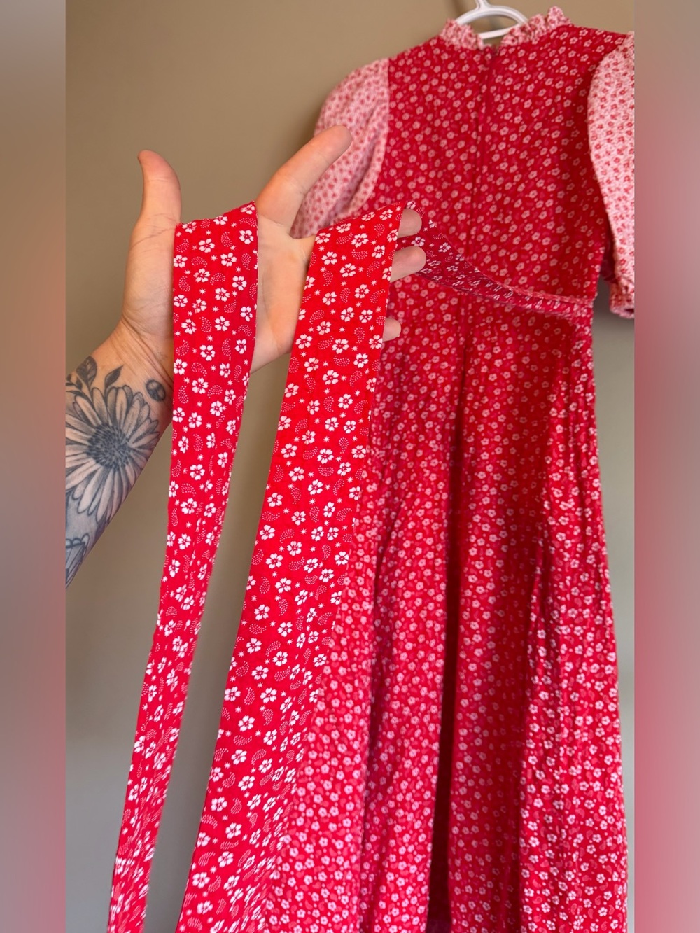 Vintage 70’s Strawberry Shortcake Ditsy Floral Prairie Cottagecore Maxi Dress - Picture 10 of 15